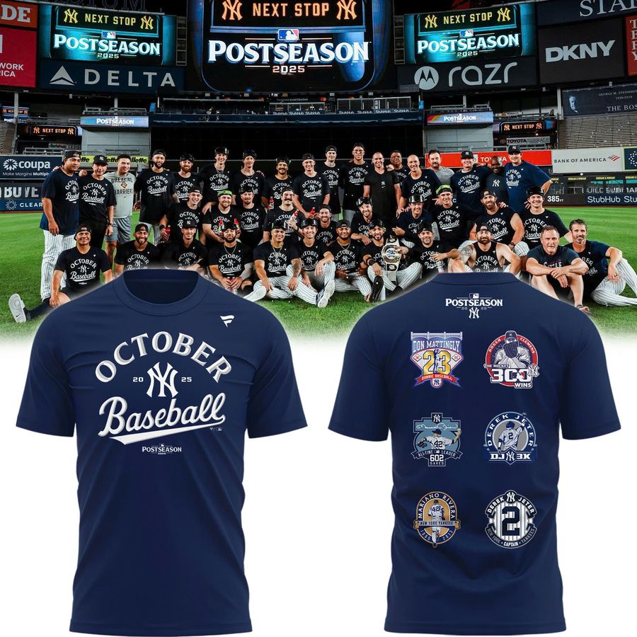 Special New October Baseball Old Patch Post Season 2025 Navy T-Shirt