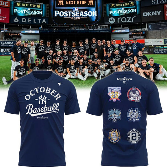 Special New October Baseball Old Patch Post Season 2025 Navy T-Shirt