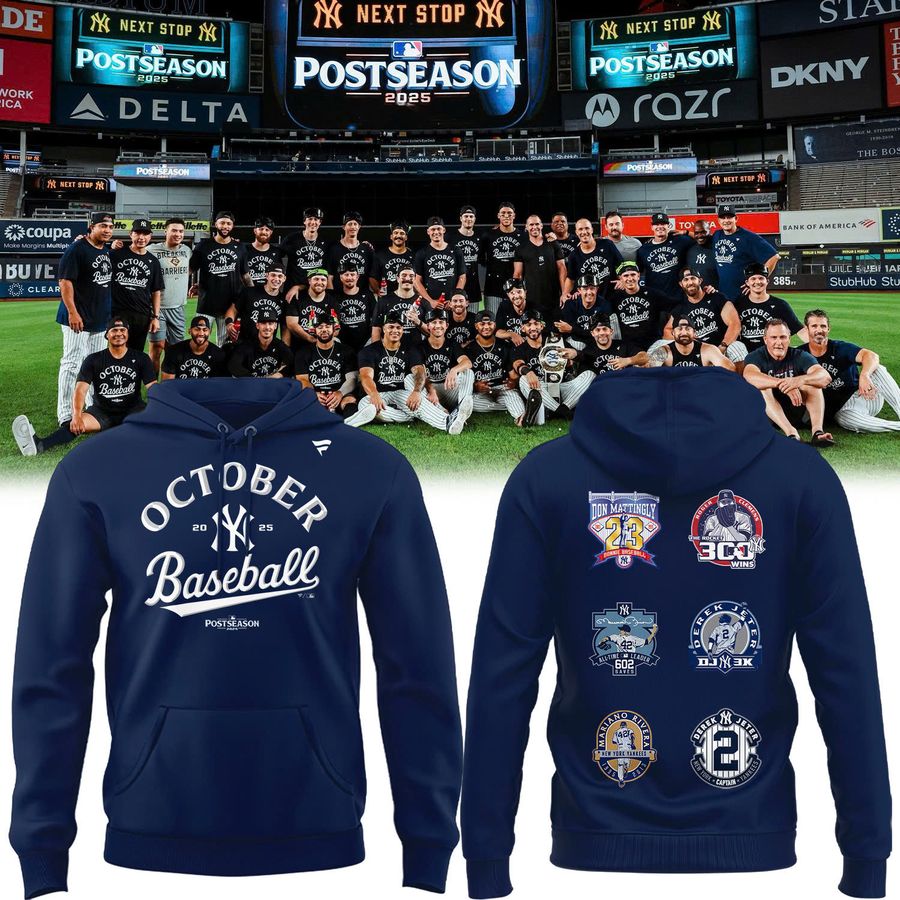 Special New October Baseball Old Patch Post Season 2025 Navy Hoodie