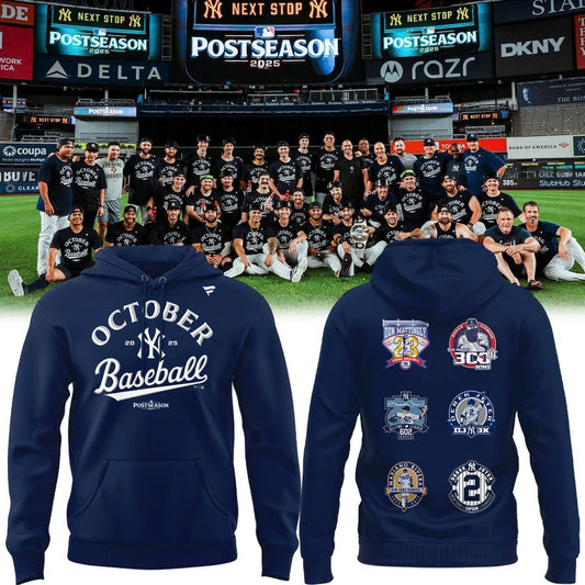 Special New October Baseball Old Patch Post Season 2025 Navy Hoodie
