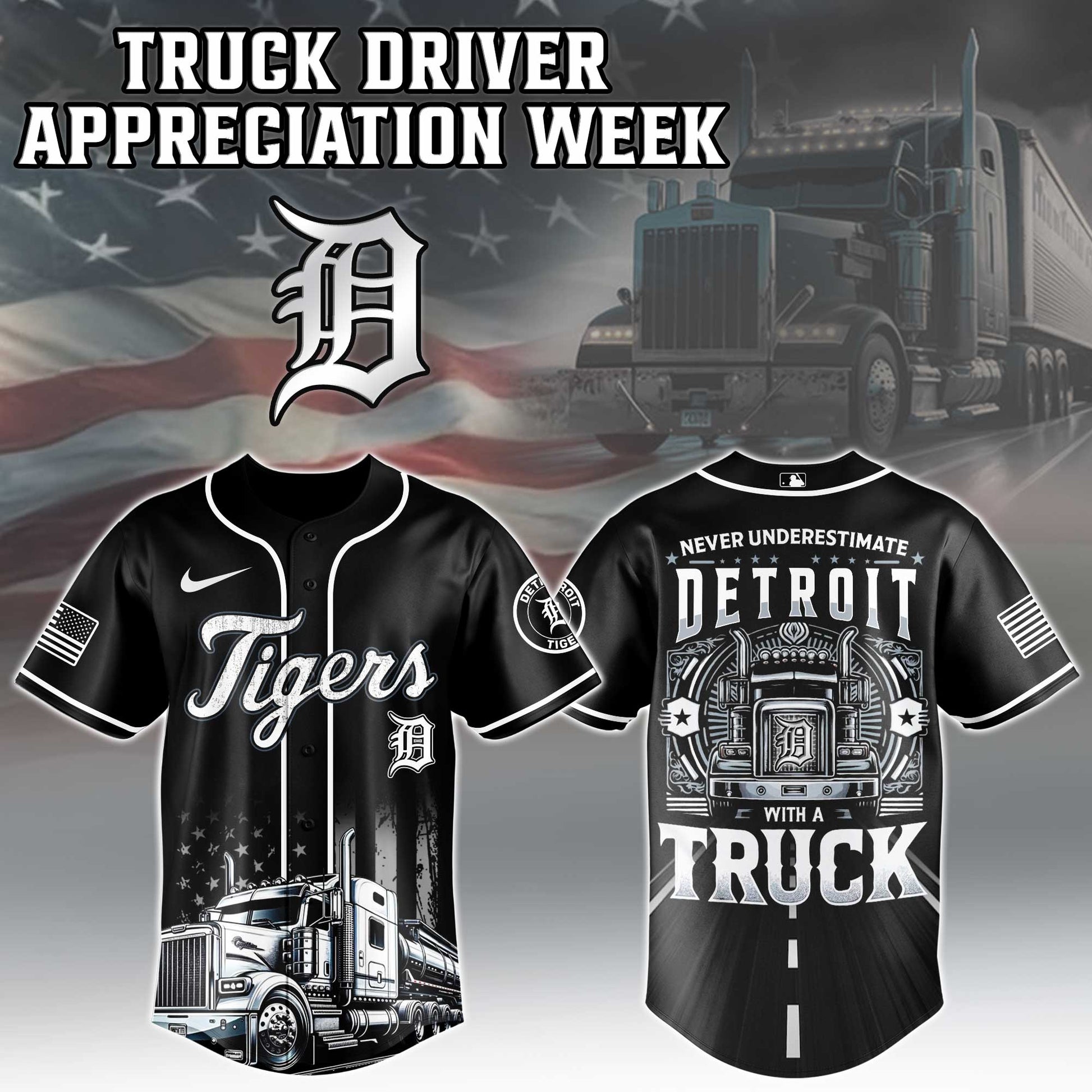 Detroit Tigers Nation Truck Driver Appreciation Week Limited Edition Jersey 2025