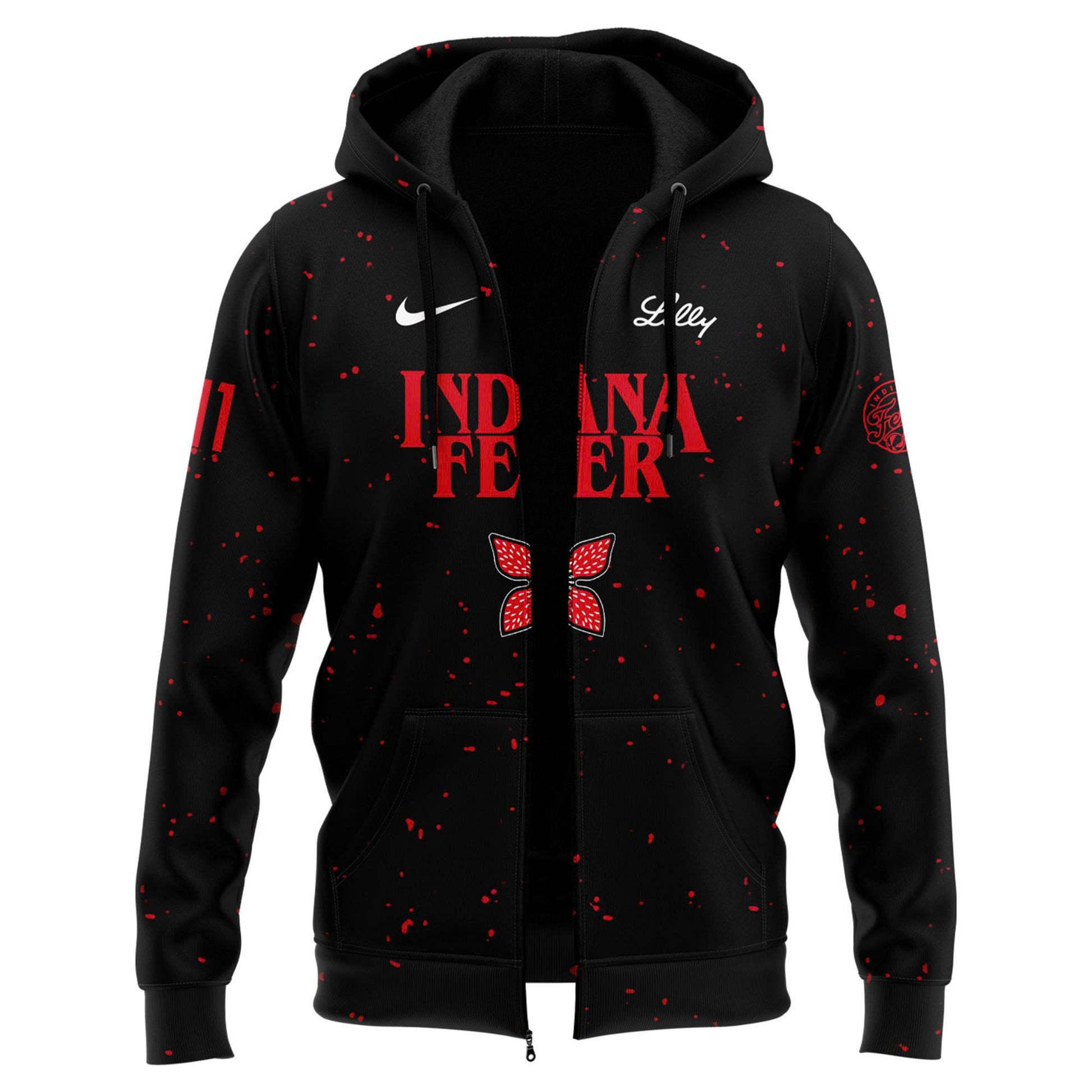 Indiana Fever Stranger Things Rebel Swingman Limited Edition Black Zip Hoodie