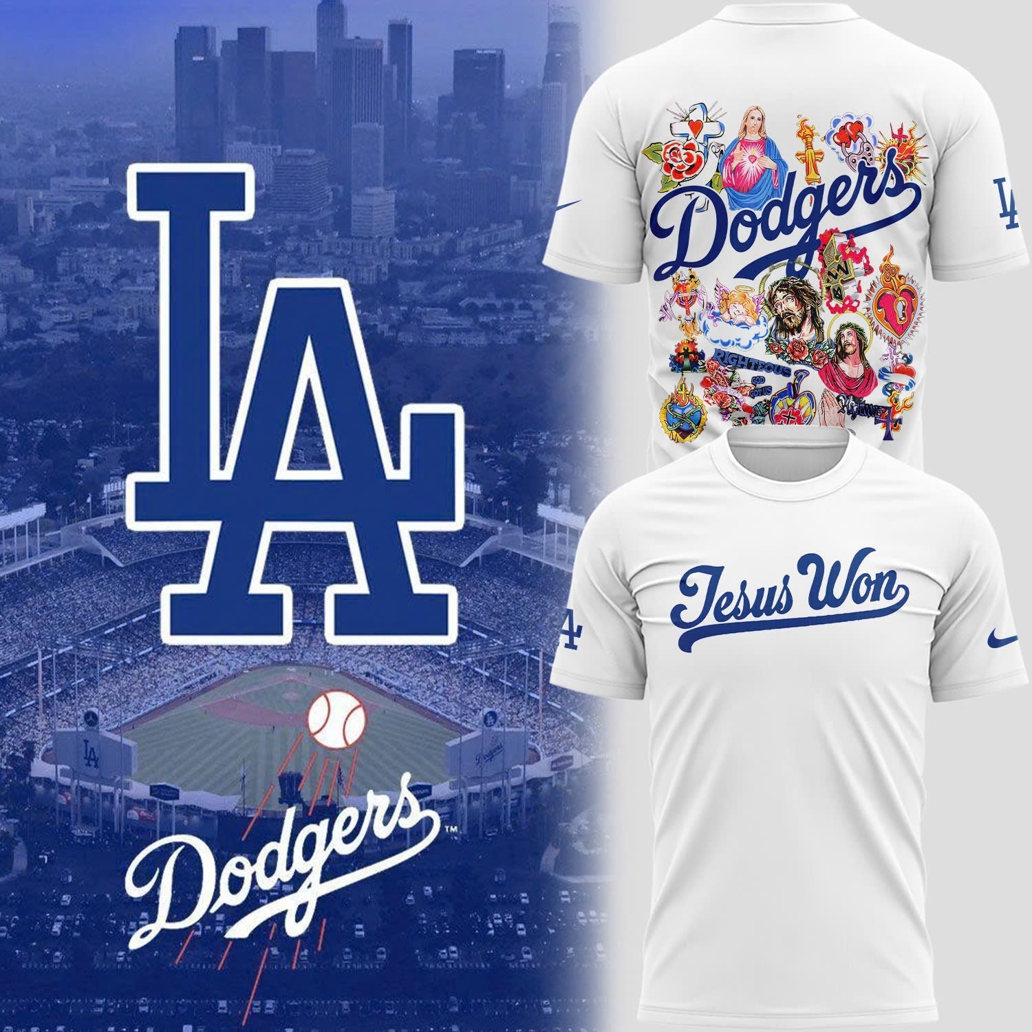 Special Los Angeles Dodgers Jesus Won T-Shirt