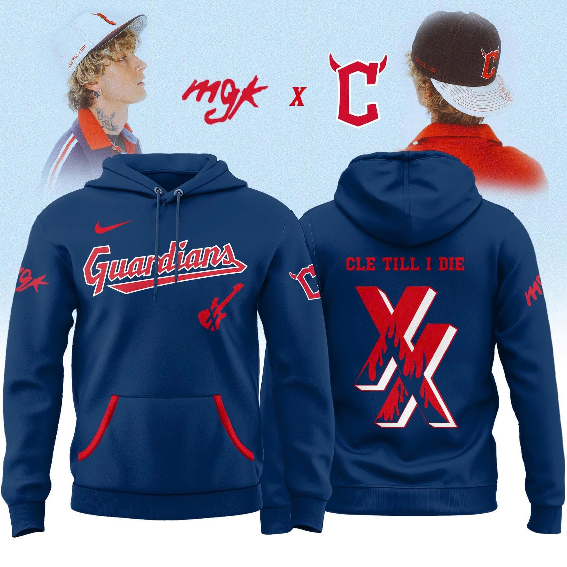 Cleveland Guardians x Mgk 2025 Limited Baseball Hoodie Navy