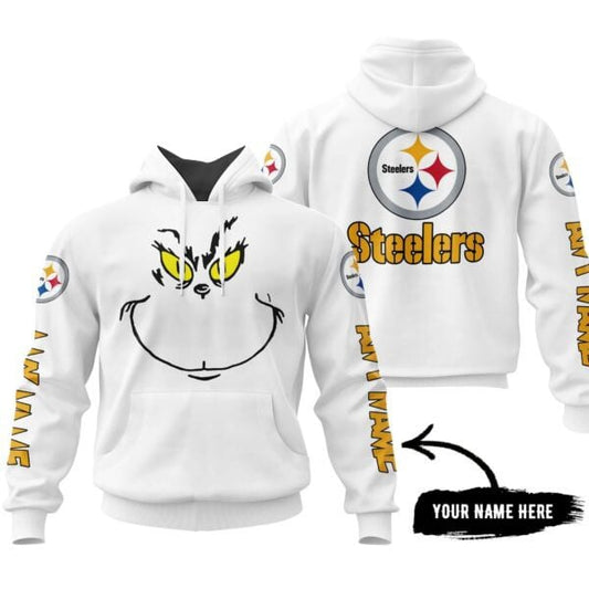 Pittsburgh Steelers Football 2024 White Hoodie - Premium Pittsburgh Steelers GRINCH HOODIE - Special Christmas Gift Idea For Fan