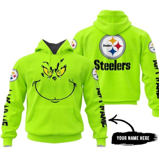 Pittsburgh Steelers Football 2024 Neon Hoodie - Premium Pittsburgh Steelers GRINCH HOODIE - Special Christmas Gift Idea For Fan