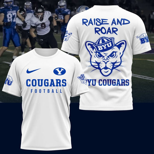 Premium BYU Cougars Merch For Fan - Raise And Roar BYU Cougars Combo Tshirt | Jogger | Cap - Unique Christmas Gift For BYU Fan - BYU Cougars Shirt