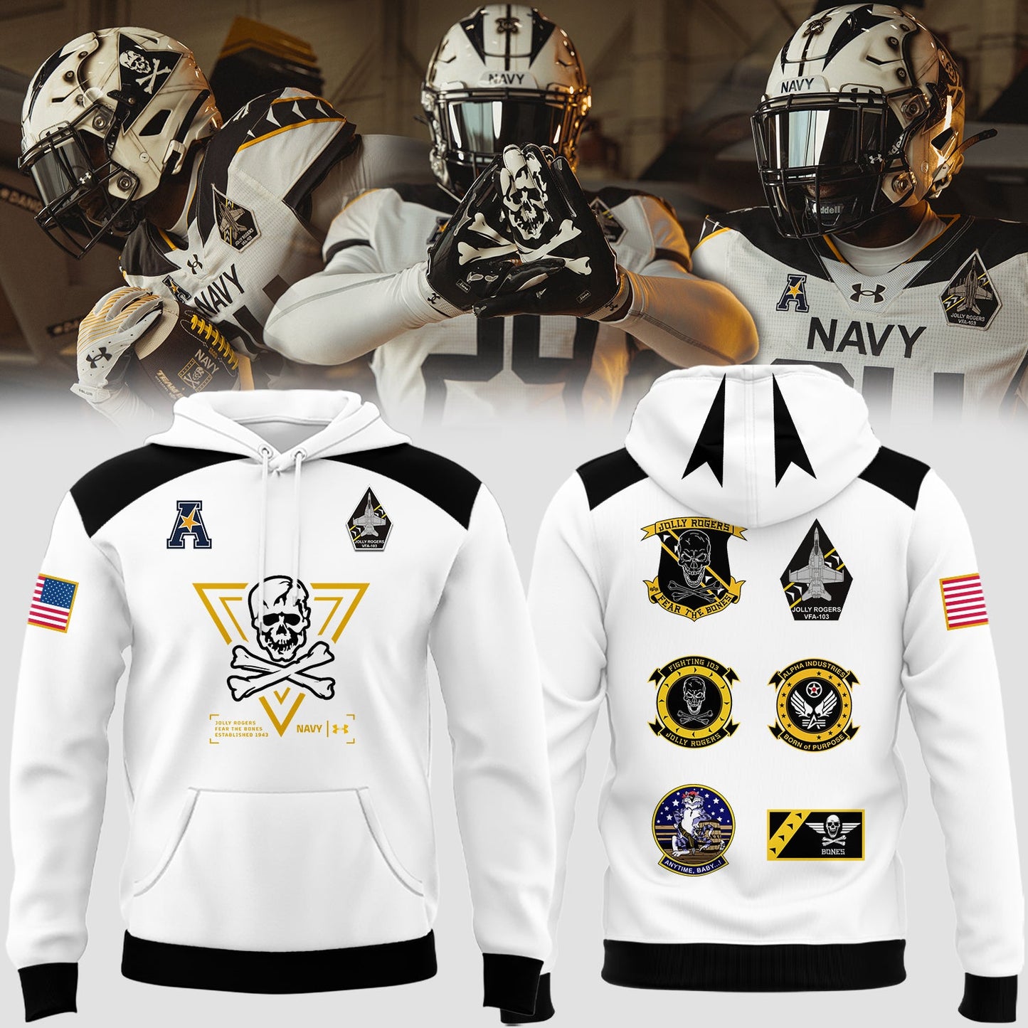 Special New Jolly Rogers Navy Midshipmen Hoodie