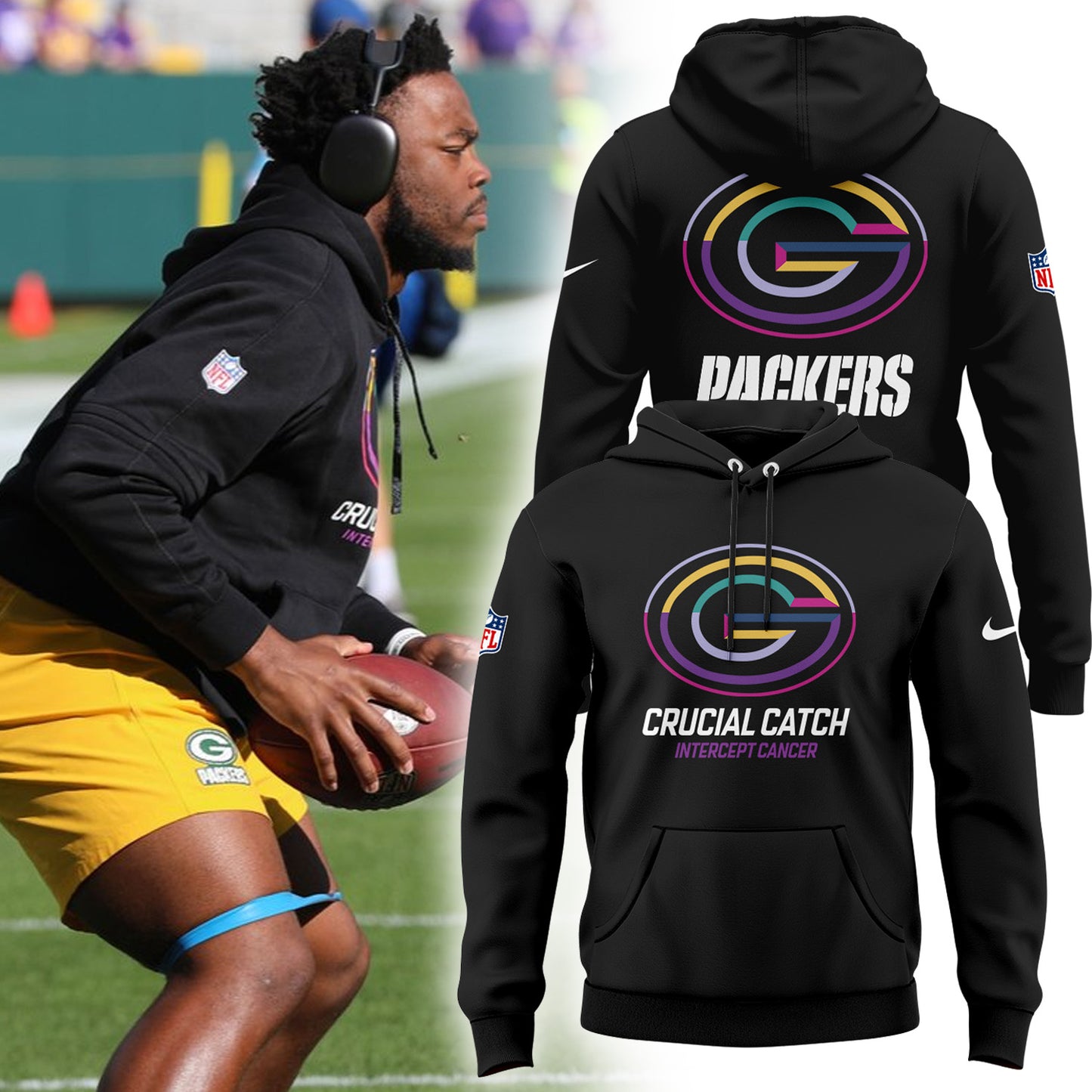 Premium Green Bay Packers Merch 2025 Version - Limited Edition 2025 Football Crucial Catch Hoodie - Gear Up For Game Day!