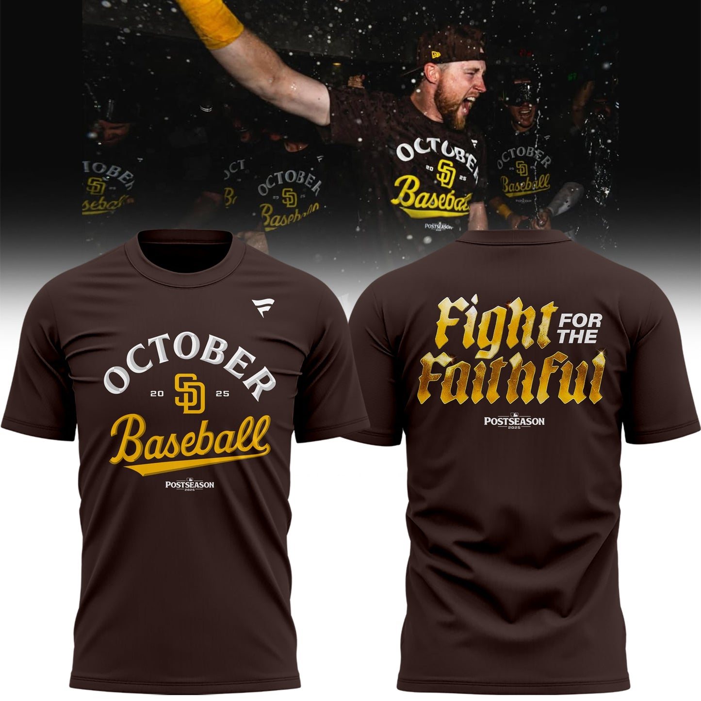 San Diego Padres Brown 2025 Postseason Locker Room T-Shirt