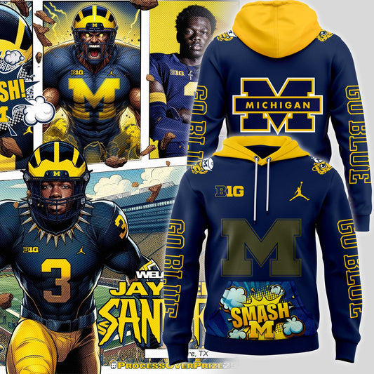 High-End Michigan Wolverines Merch - Michigan Wolverines football 2024 “Go Blue” Hoodie Smash Version - Game Blue! Michigan Wolverines Fan Gear Collection