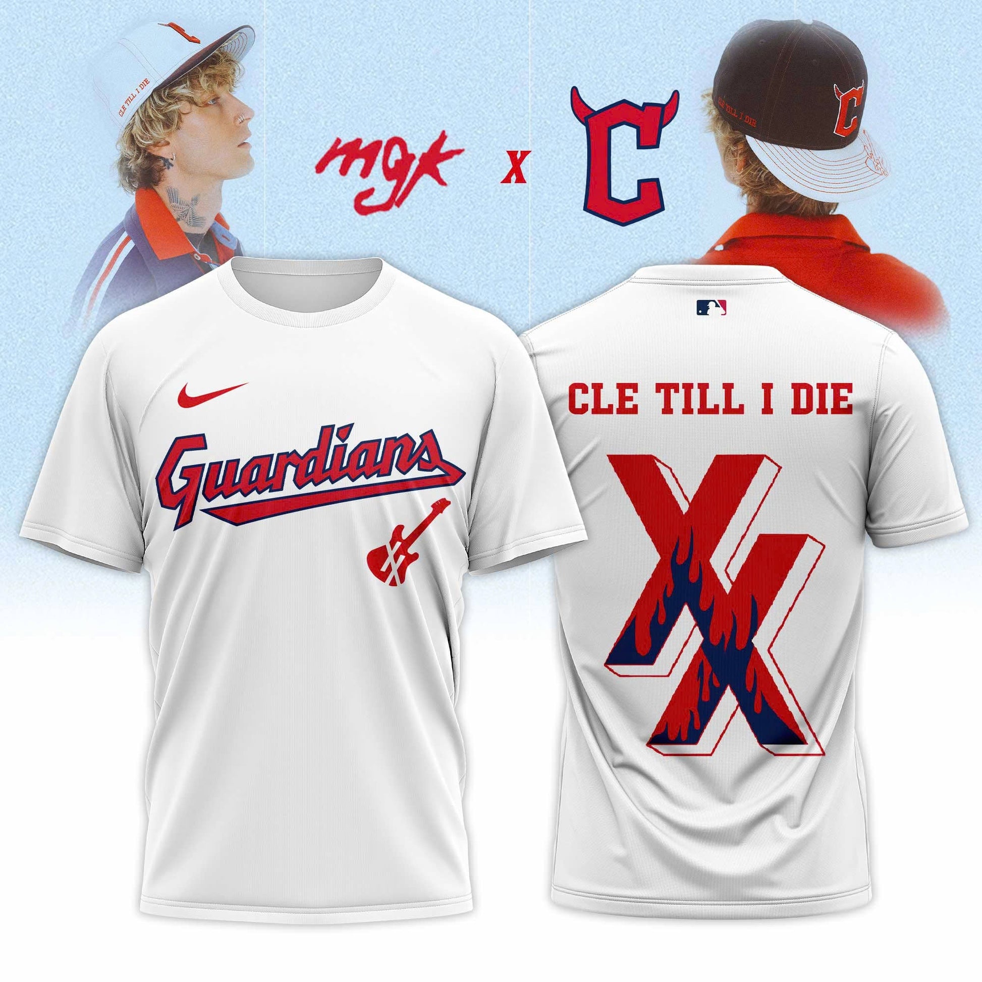 Cleveland Guardians x Mgk 2025 Limited Baseball T-Shirt White