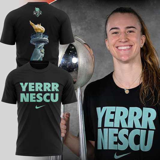 2024 WNBA Champions New York Liberty T-shirt Jogger & Cap Sabrina Ionescu’s Yerrr Nescu NY Champions Liberty Set