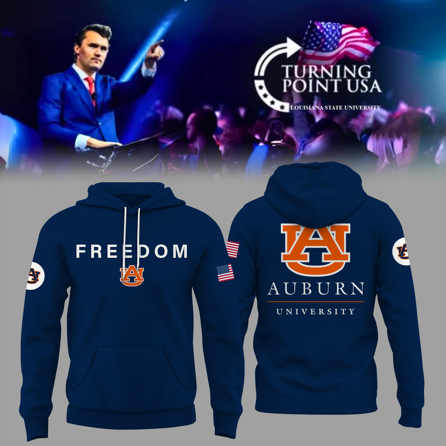Charlie Kirk Memorial - Auburn University Turning Point USA Hoodie - Auburn Turning Point Freedom Shirt
