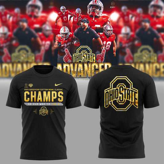 Ohio State Football ARE 2025 COTTON BOWL CHAMPIONS Black T-Shirt V3 - Gift For Buckeye Nation