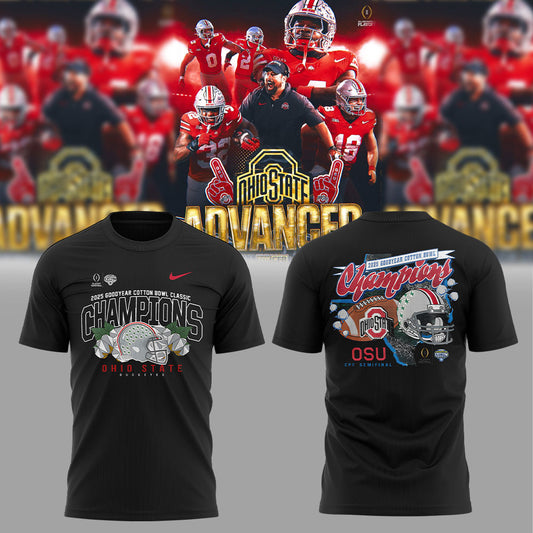 Ohio State Football ARE 2025 COTTON BOWL CHAMPIONS Black T-Shirt V2 - Gift For Buckeye Nation