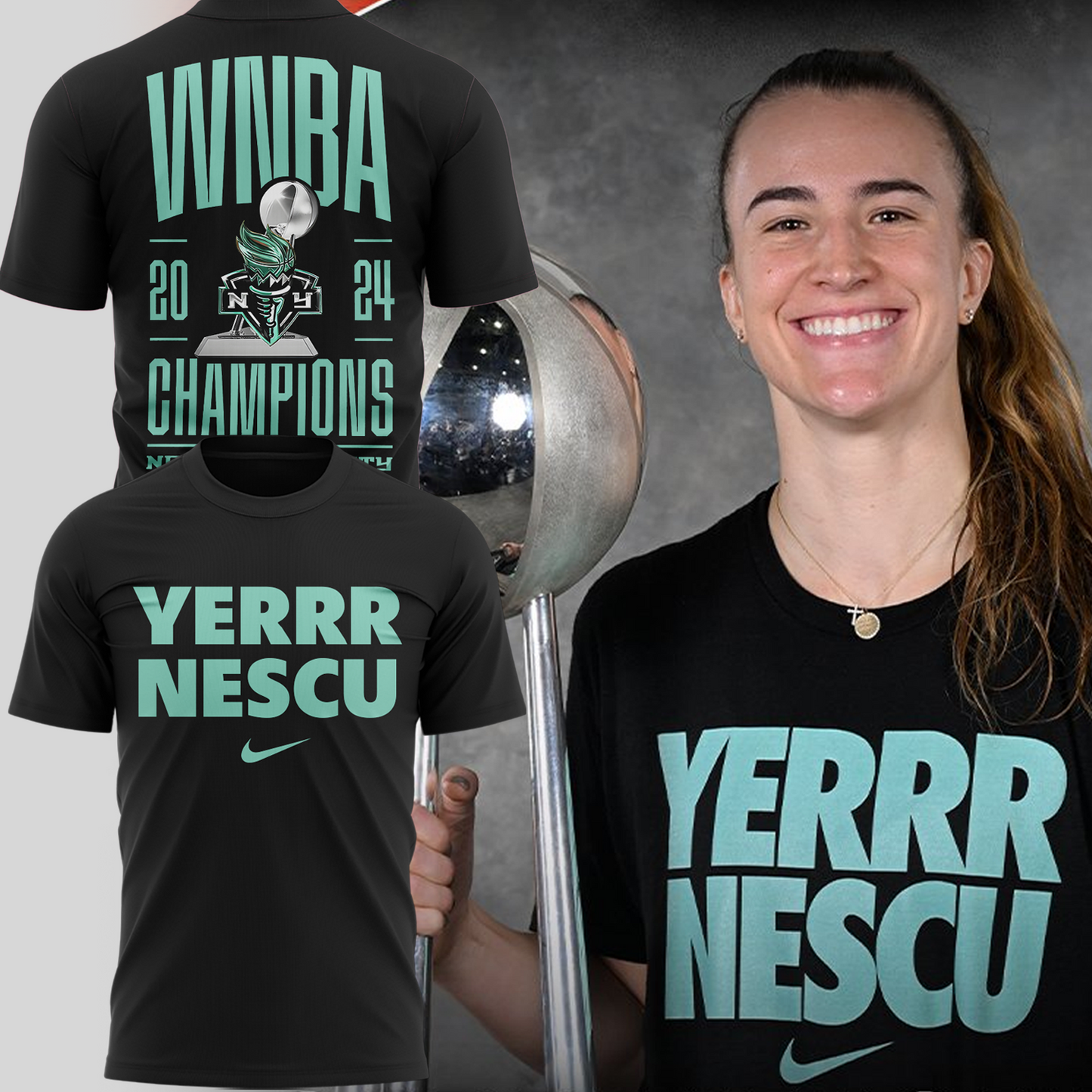 2024 WNBA Champions New York Liberty T-shirt Jogger & Cap Sabrina Ionescu’s Yerrr Nescu Black Set 3.0