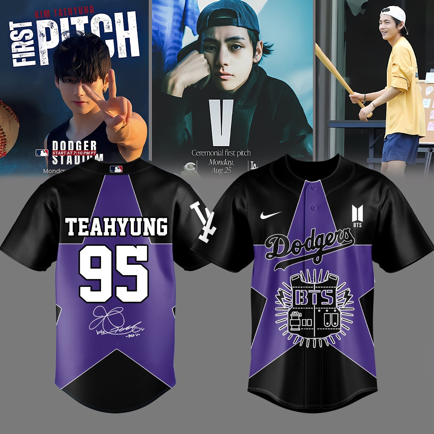 V BTS x Los Angeles Dodgers Jersey Special Version