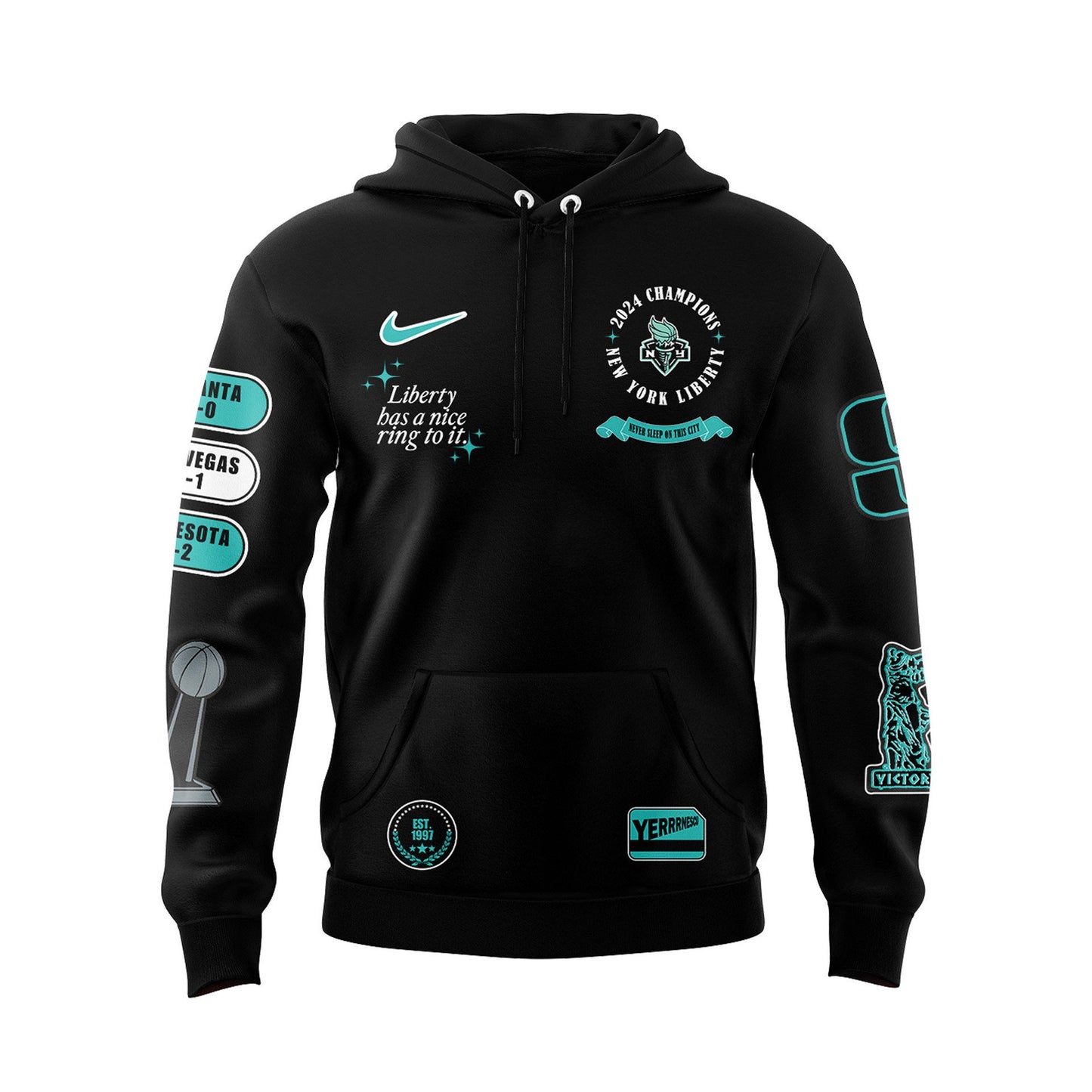 2024 WNBA Champions New York Liberty Cap - Liberty Has A Nice Ring To It - NY Liberty History Champions Hoodie Set 2