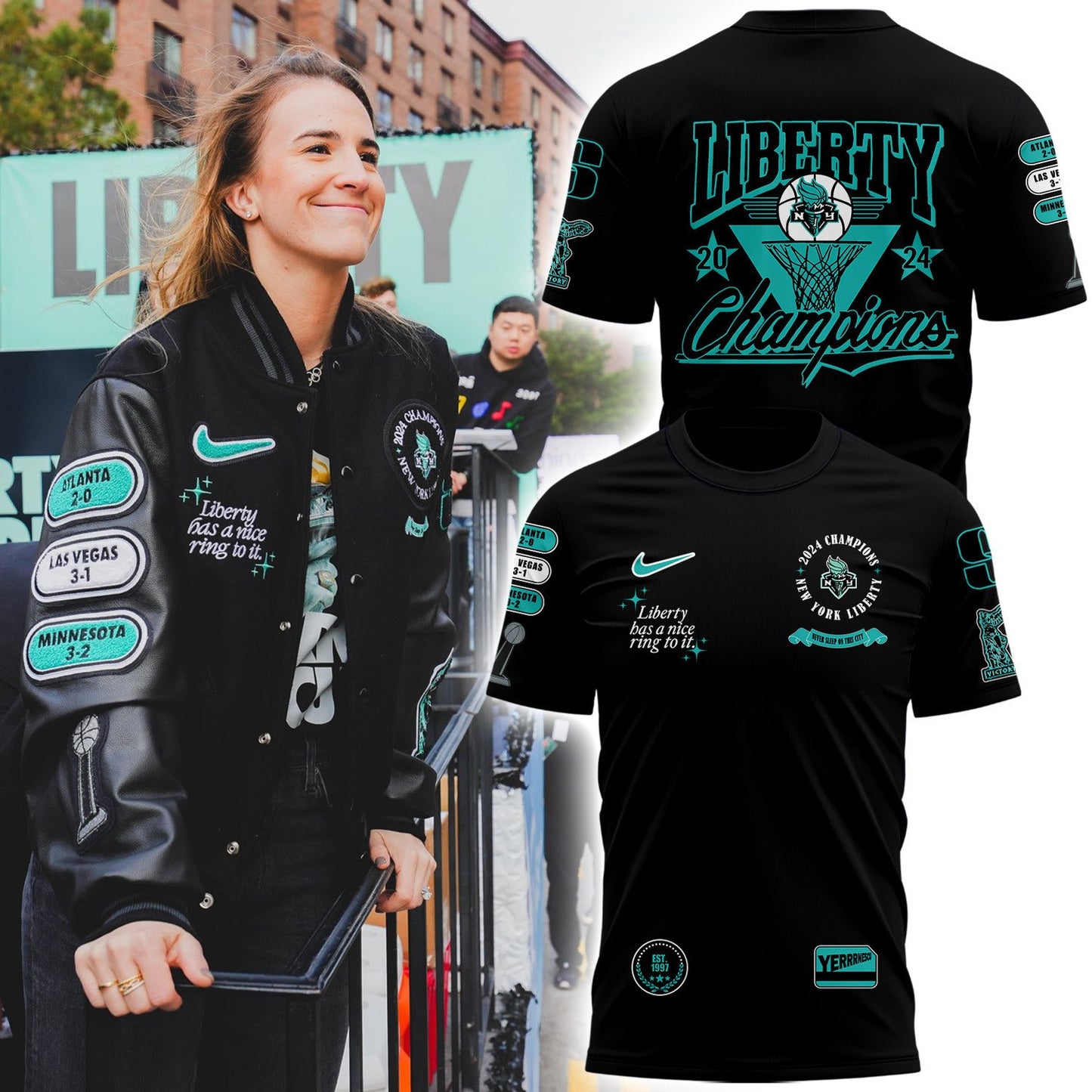 2024 WNBA Champions New York Liberty T-Shirt Set - Liberty Has A Nice Ring To It - Premium Christmas Gift For Real NY Liberty Fan