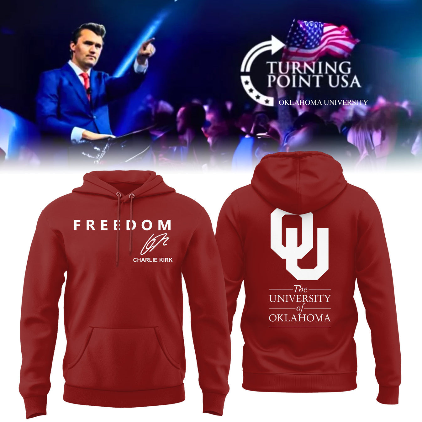 The University Of Oklahoma x Turning Point USA 2025 Hoodie