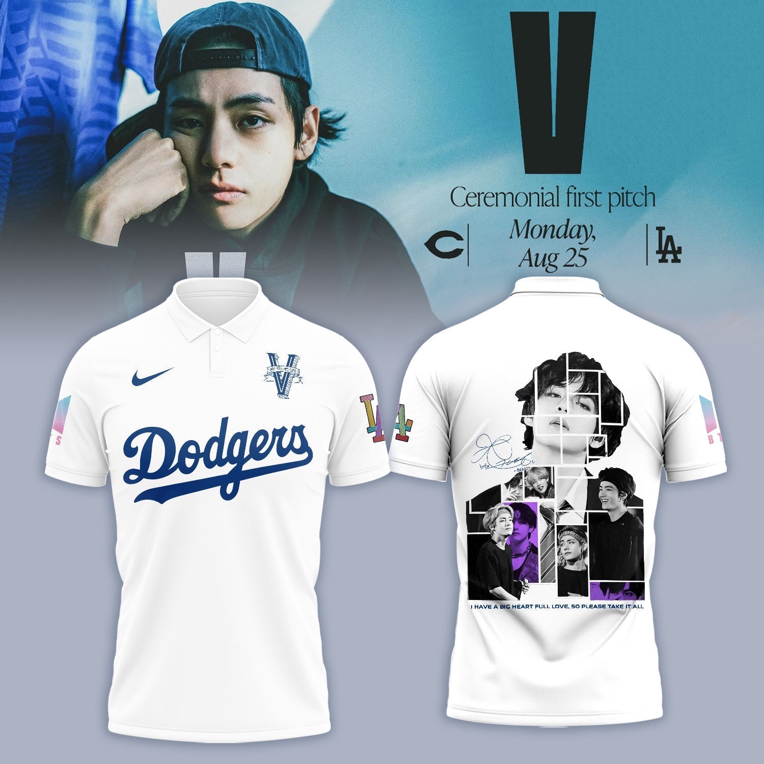 V BTS x Los Angeles Dodgers Polo Special Version