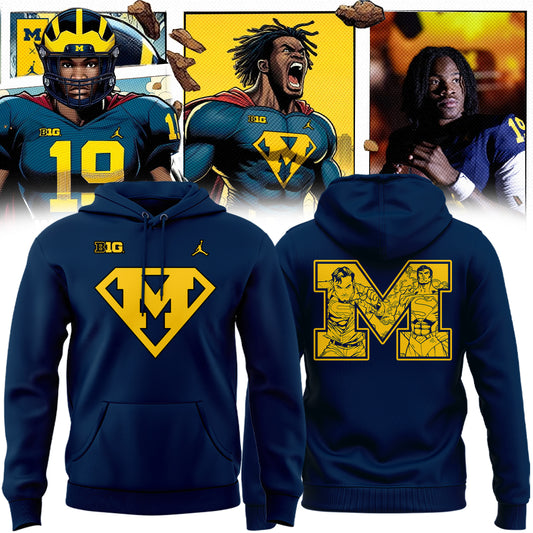 High-End Michigan Wolverines Merch - Special Supper Michigan Wolverines Football Hoodie - Game Blue! Michigan Wolverines Fan Gear Collection