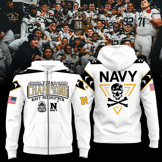 Navy Midshipmen C.I.C Trophy Champions Limited Edition 2024 Zip Hoodie