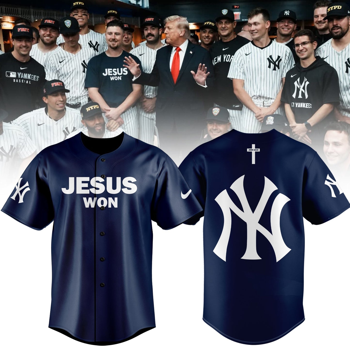 New York Yankees Jesus Won Baseball Jersey