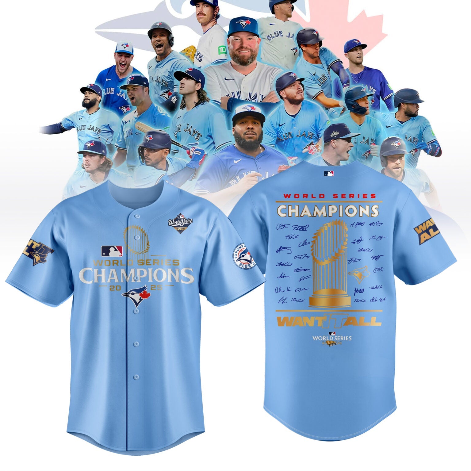 Limited Edition Toronto Blue Jays World Series Champions 2025 Light Blue Baseball Jersey