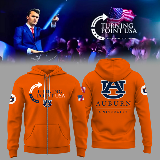 Charlie Kirk Memorial - Auburn University Turning Point USA ZIP Hoodie - Auburn Turning Point Freedom Shirt