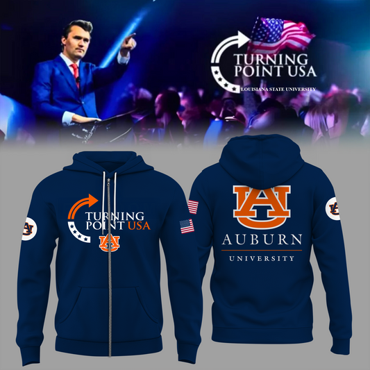 Charlie Kirk Memorial - Auburn University Turning Point USA ZIP Hoodie - Auburn Turning Point Freedom Shirt