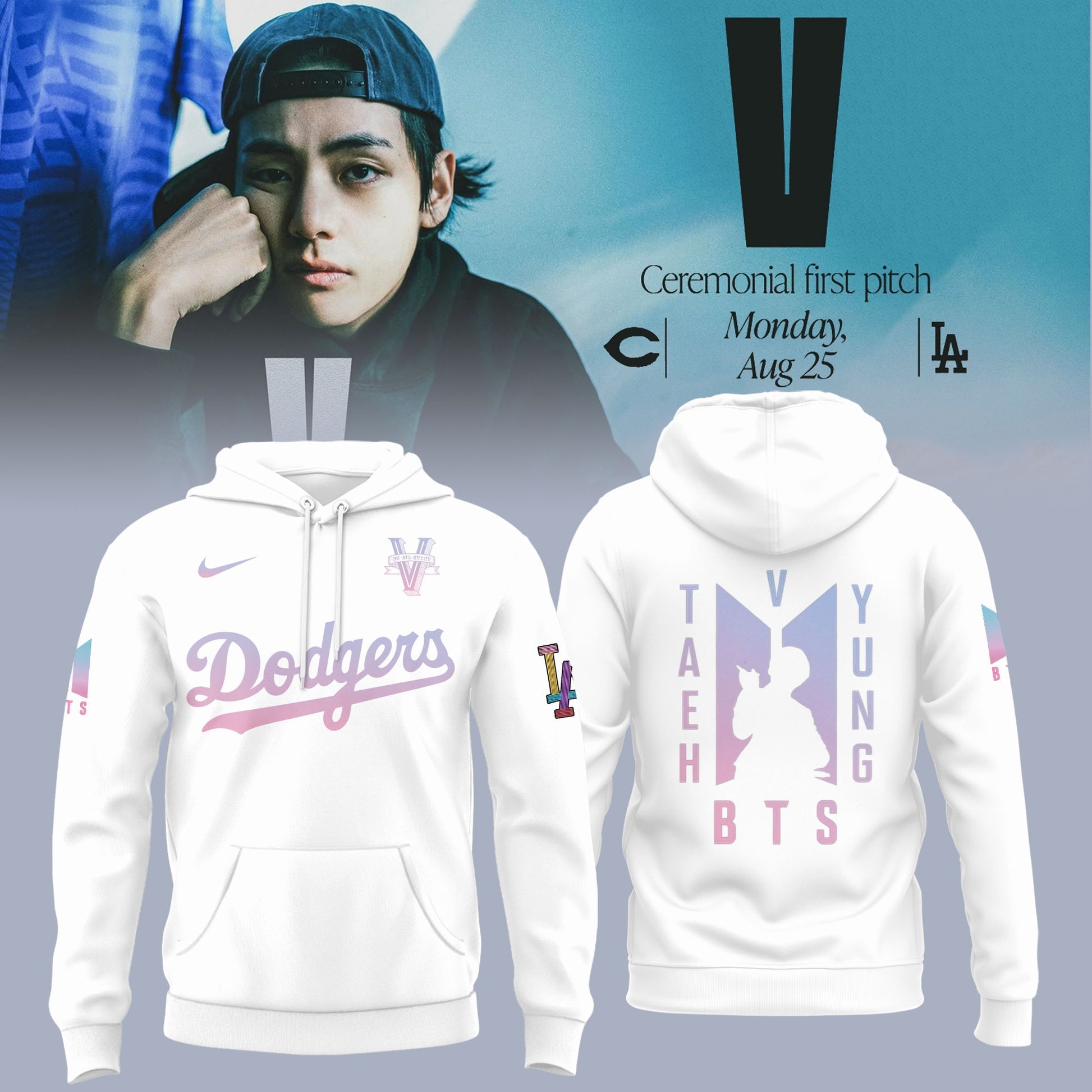 V BTS x Los Angeles Dodgers Hoodie Special Version