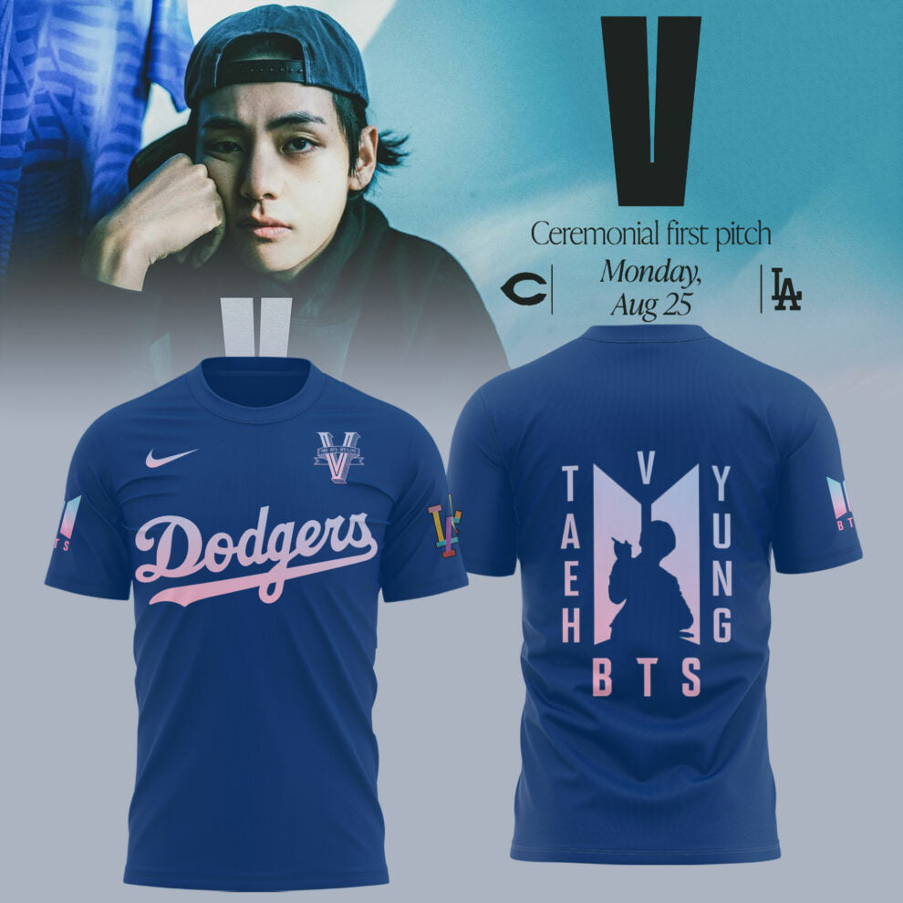 V BTS x Los Angeles Dodgers T-Shirt Special Version