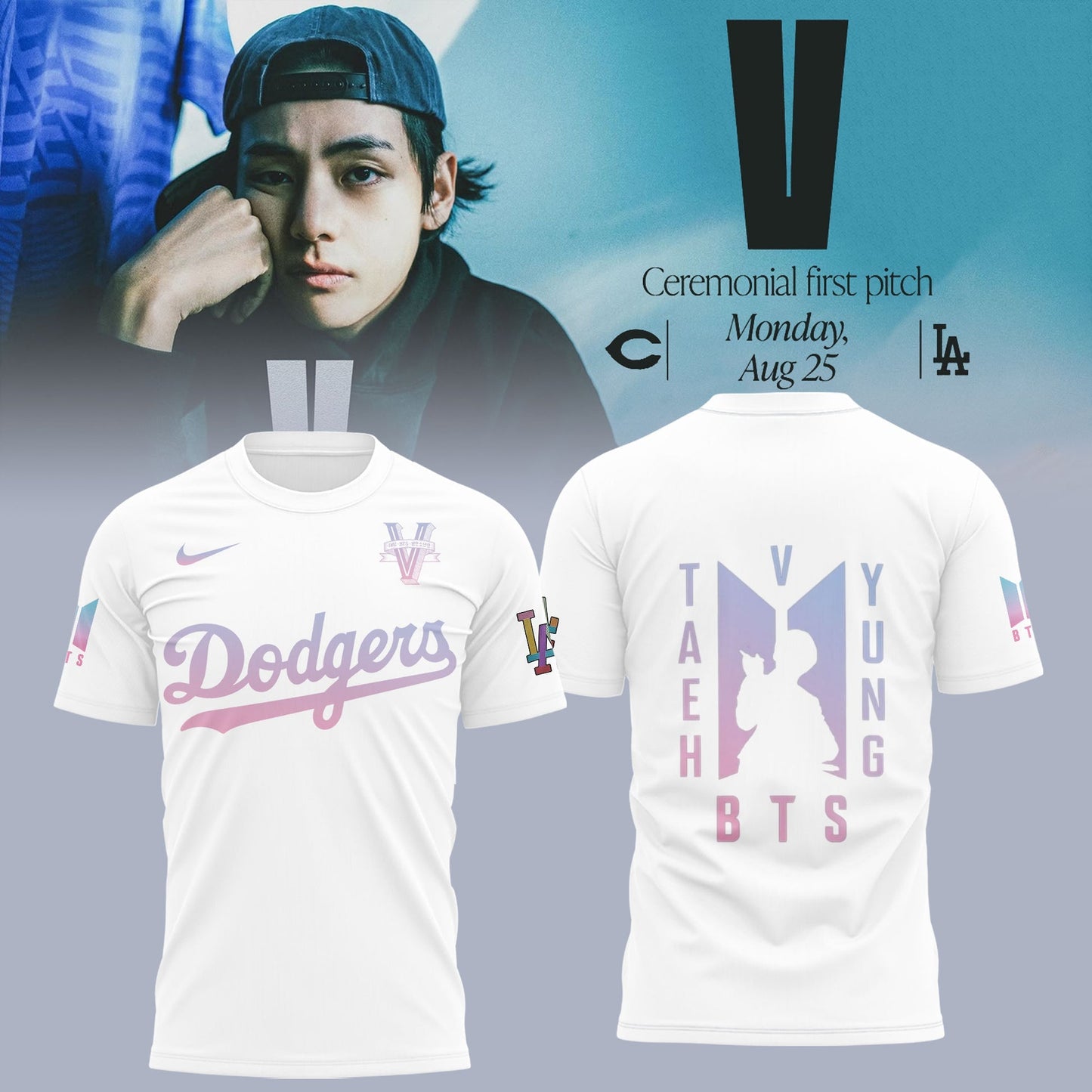 V BTS x Los Angeles Dodgers T-Shirt Special Version