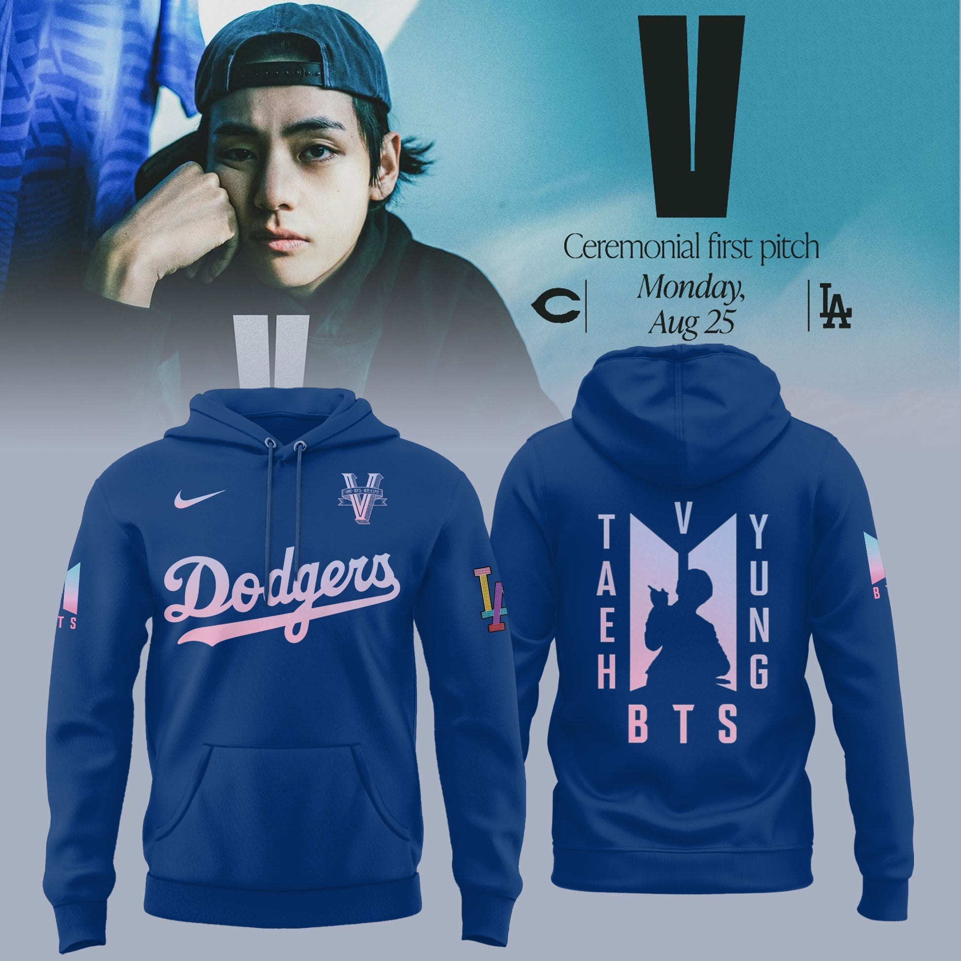 V BTS x Los Angeles Dodgers Hoodie Special Version