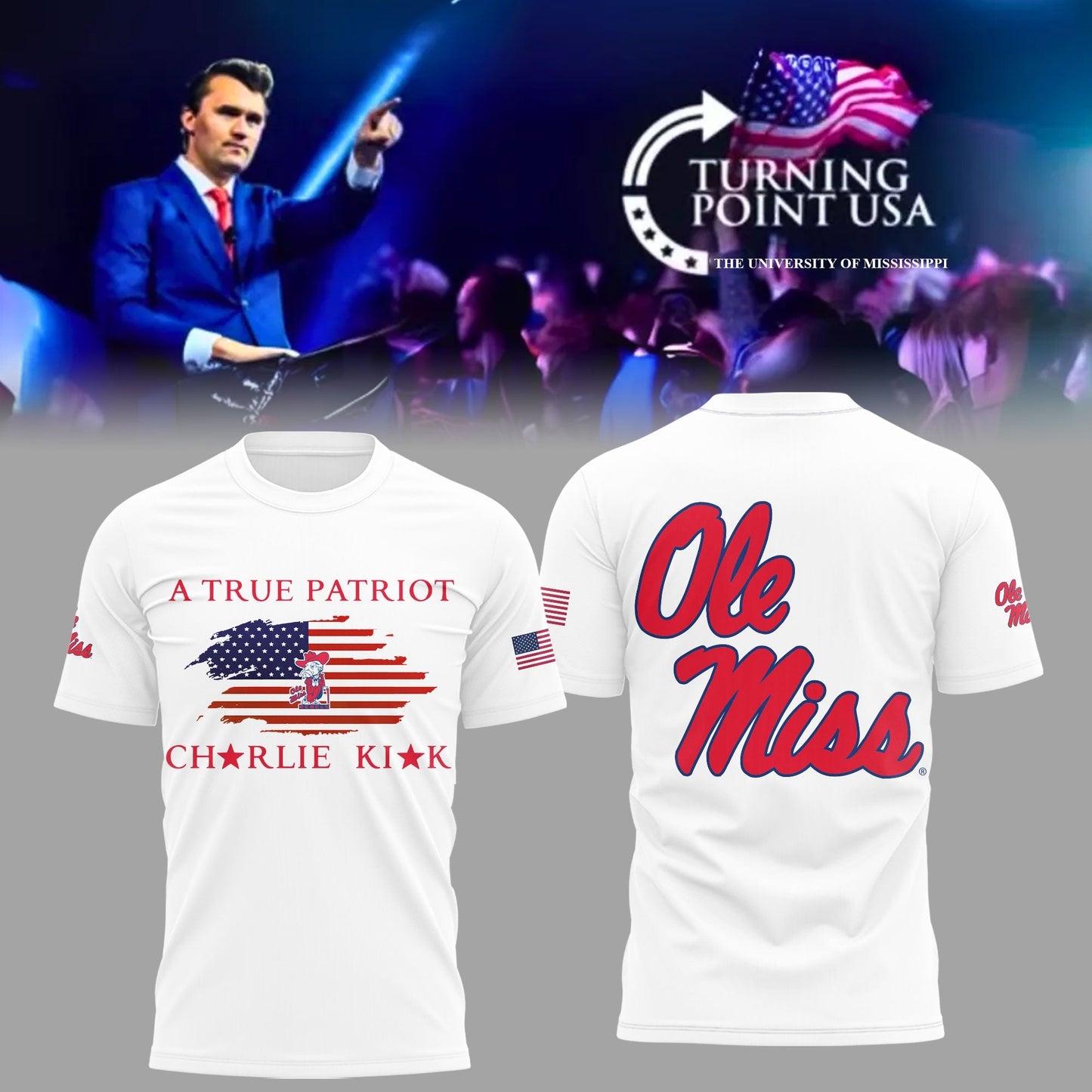 Charlie Kirk Memorial - University of Mississippi Turning Point USA - Mississippi Turning Point Freedom Shirt