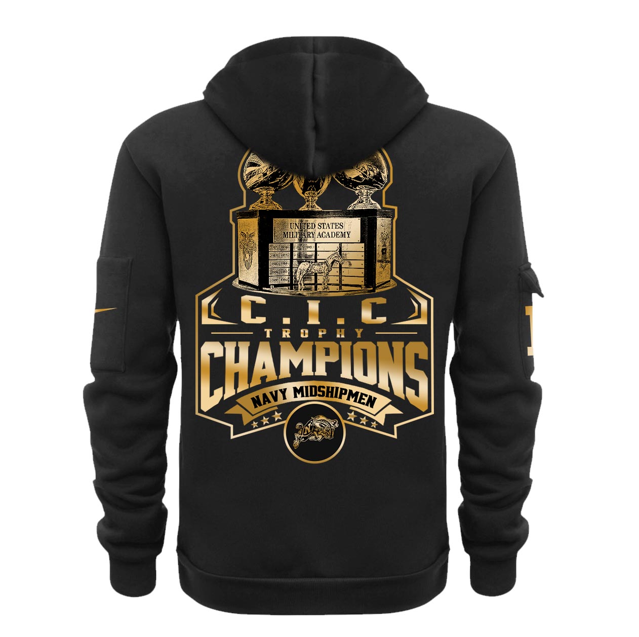 Premium Navy Midshipmen Merch For Fan - Navy Midshipmen NCAA CIC Trophy Champions Limited Edition New Gold Hoodie 2024