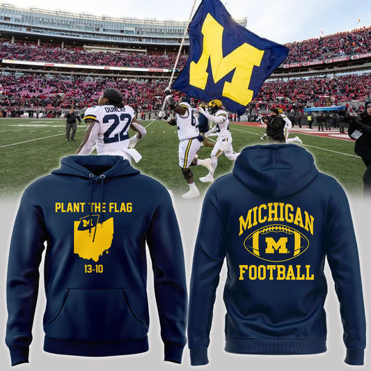 High-End Michigan Wolverines Merch - Special Plant The Flag Michigan Wolverines Football Hoodie - Game Blue! Michigan Wolverines Fan Gear Collection