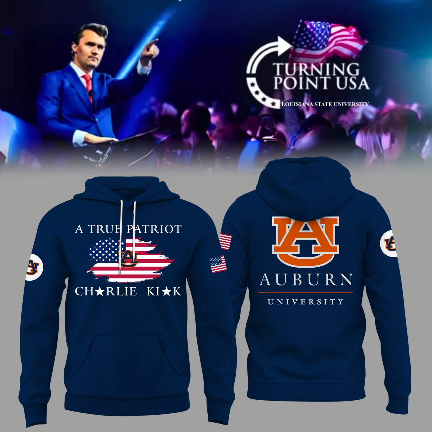 Charlie Kirk Memorial - Auburn University Turning Point USA Hoodie - Auburn Turning Point Freedom Shirt