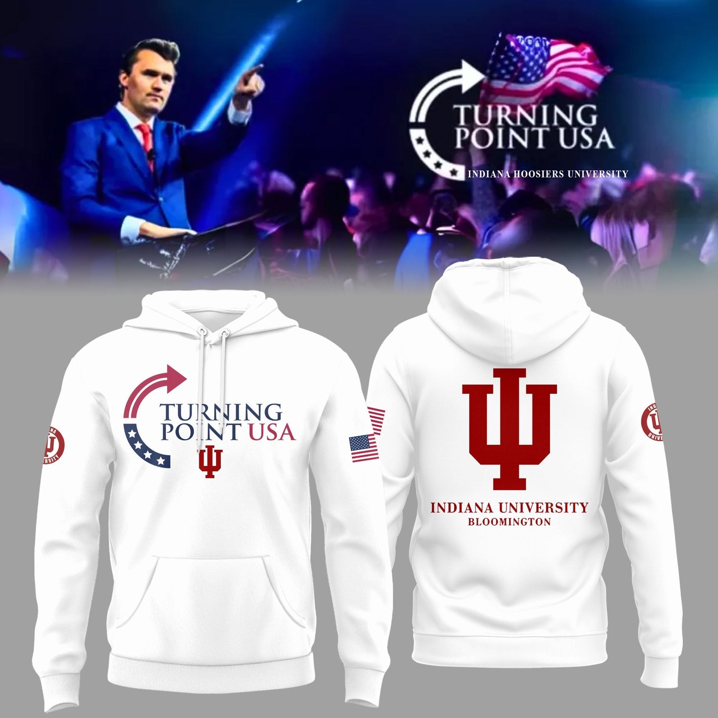 Charlie Kirk Memorial - Indiana University Turning Point USA Hoodie - Indiana Turning Point Freedom Shirt