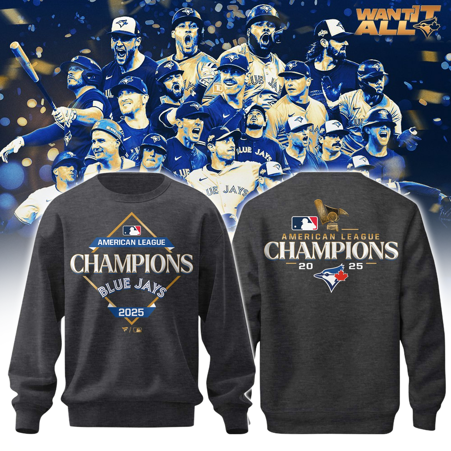 Toronto Blue Jays Sweatshirt 2025 American League Champions