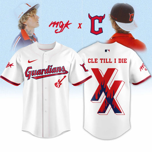 Cleveland Guardians x Mgk 2025 Limited Edition Baseball Jersey White