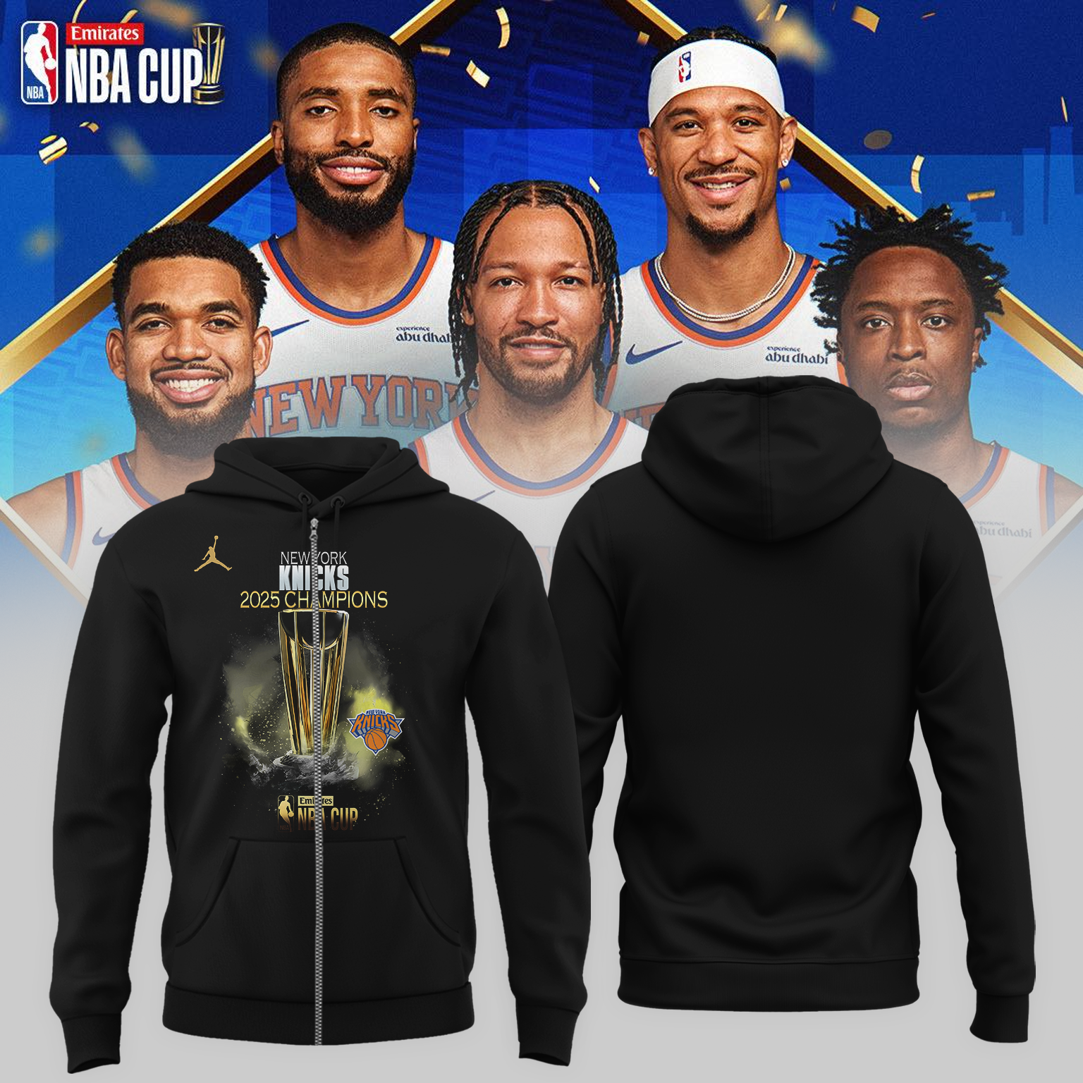 New York Knicks 2025 Emirates Cup Champions Zip Hoodie