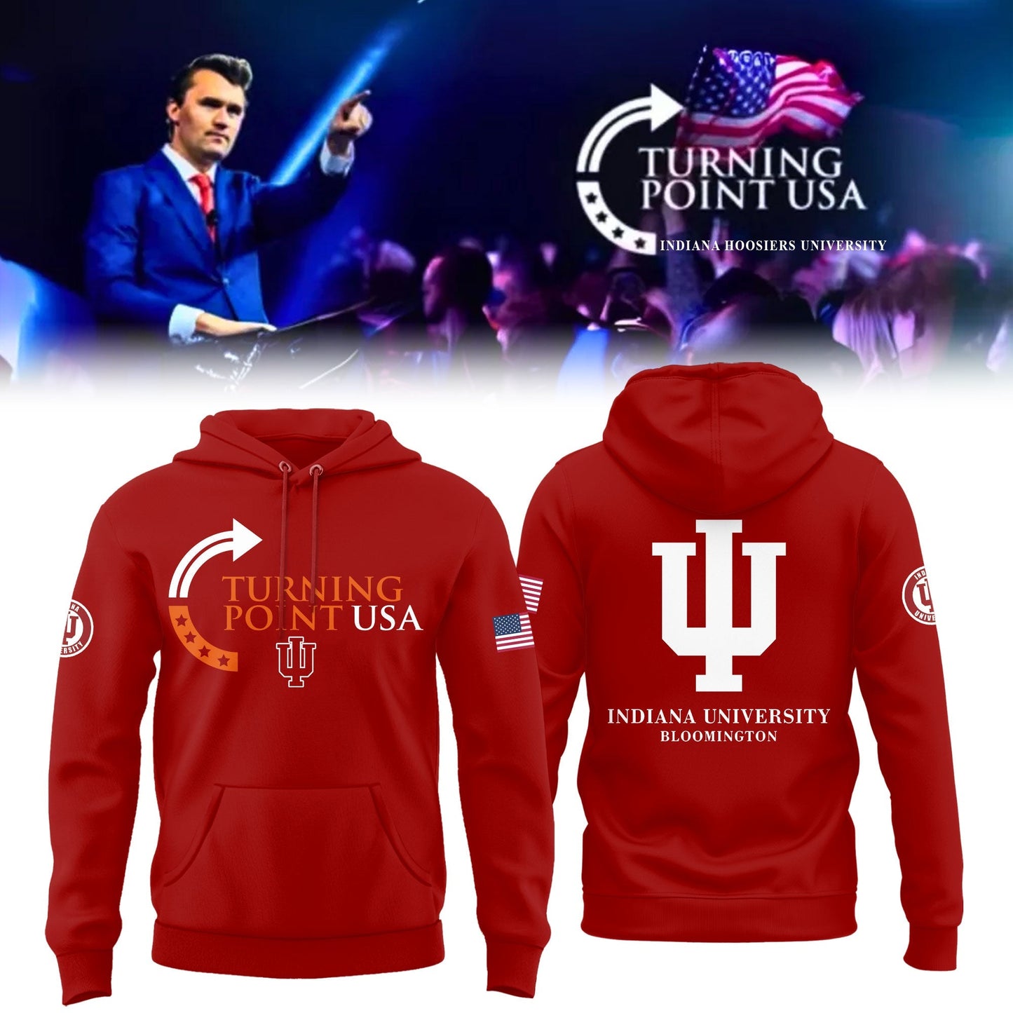 Charlie Kirk Memorial - Indiana University Turning Point USA Hoodie - Indiana Turning Point Freedom Shirt