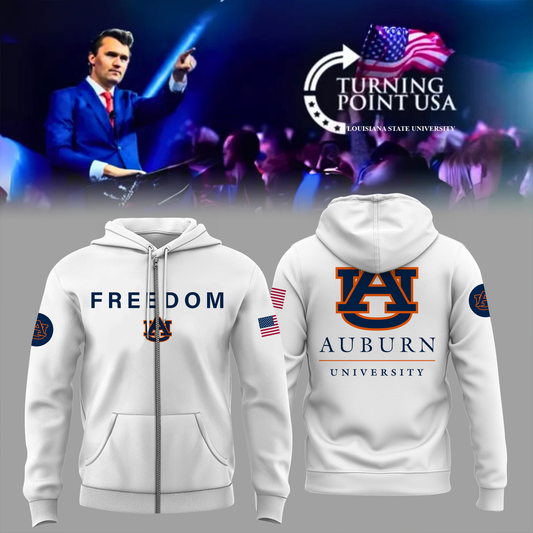 Charlie Kirk Memorial - Auburn University Turning Point USA ZIP Hoodie - Auburn Turning Point Freedom Shirt