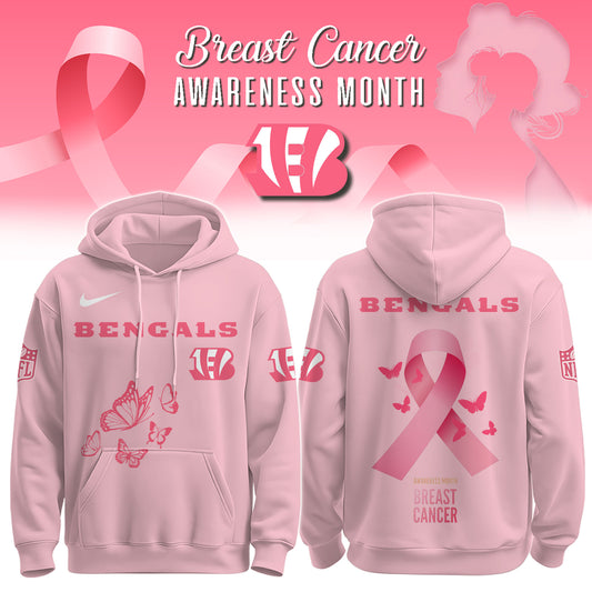 Wear It Pink 2025 - Cincinnati Bengals Breast Cancer Awareness Edition Hoodie