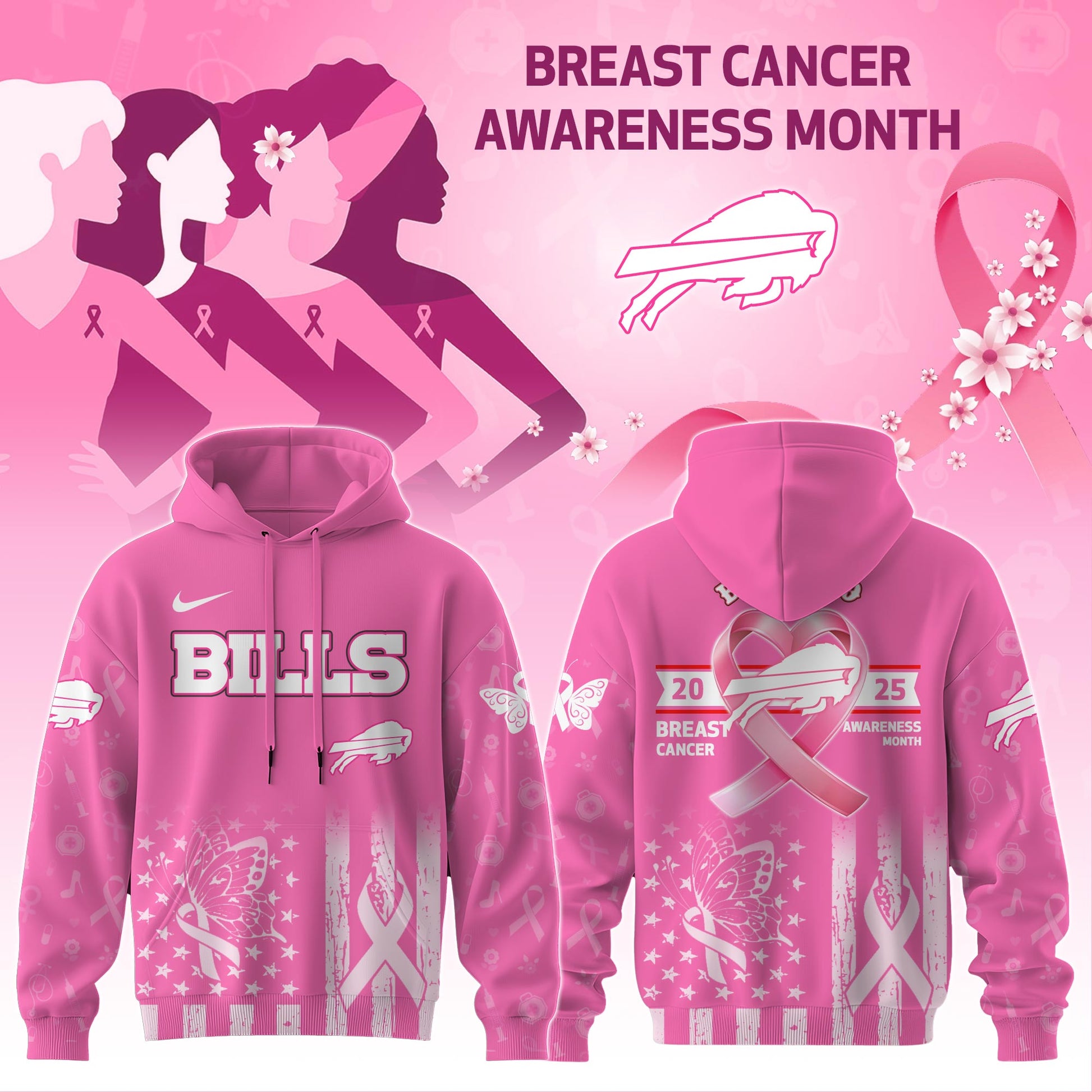 Buffalo Bills Special Breast Cancer Awareness Month Limited Edition Hoodie 2025