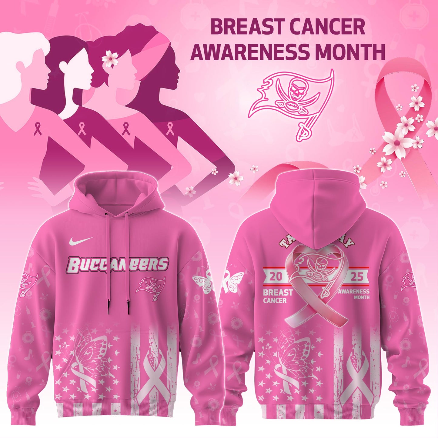 Tampa Bay Buccaneers Special Breast Cancer Awareness Month Limited Edition Hoodie 2025
