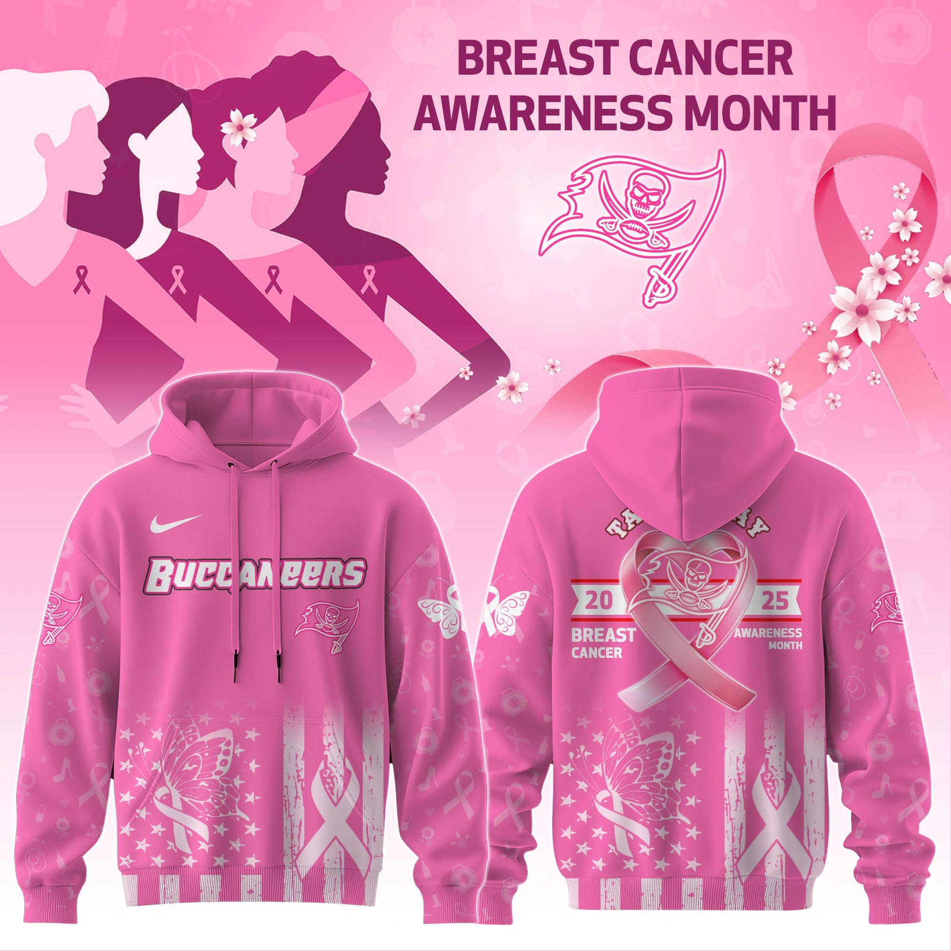 Tampa Bay Buccaneers Special Breast Cancer Awareness Month Limited Edition Hoodie 2025